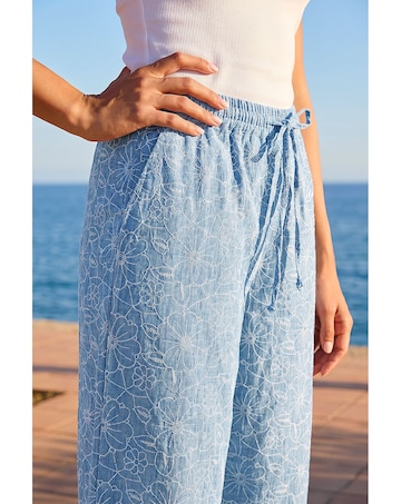 Roman Floral Print Wide Leg Trousers