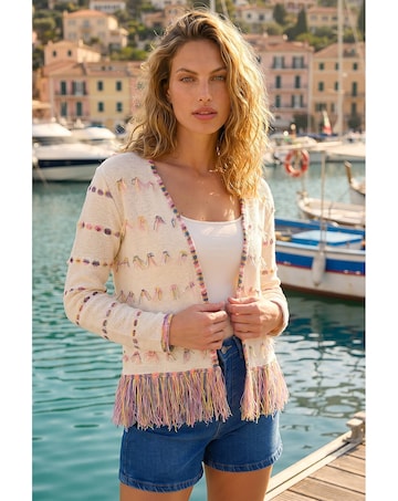Roman Fringe Light Knit Cardigan
