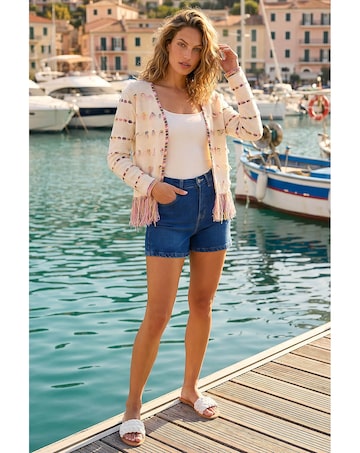 Roman Fringe Light Knit Cardigan