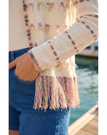 Roman Fringe Light Knit Cardigan