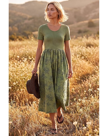 Roman Floral Print Pocket Midi Dress