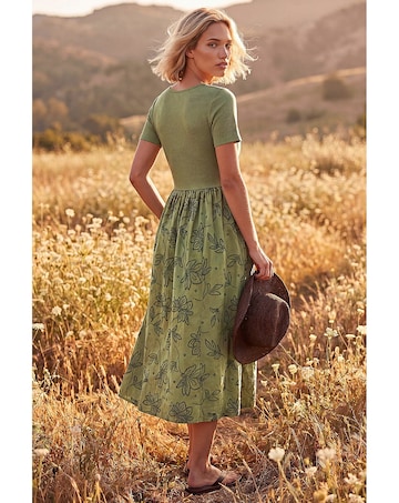 Roman Floral Print Pocket Midi Dress