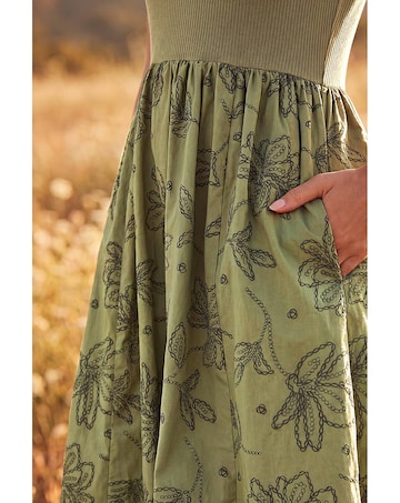 Roman Floral Print Pocket Midi Dress