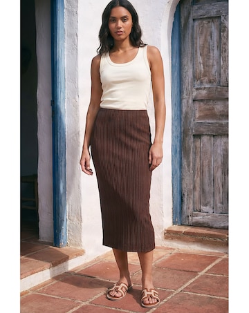 Roman Textured Pencil Stretch Skirt