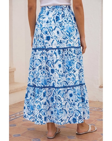 Roman Floral Print Tiered Skirt