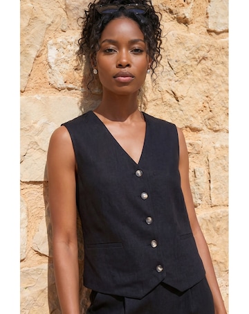 Roman Linen Button Through Waistcoat