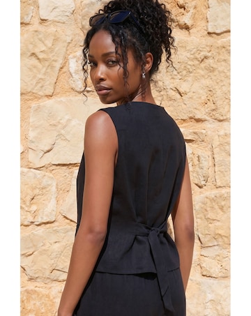 Roman Linen Button Through Waistcoat