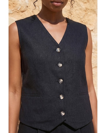 Roman Linen Button Through Waistcoat