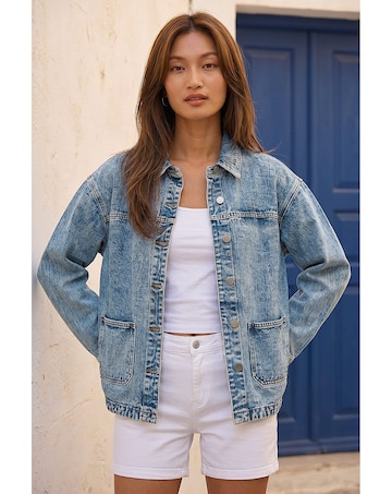 Roman Denim Button Front Pocket Jacket