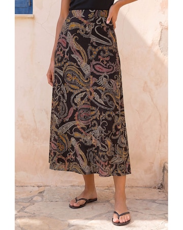 Roman Modern Paisley Midi Stretch Skirt