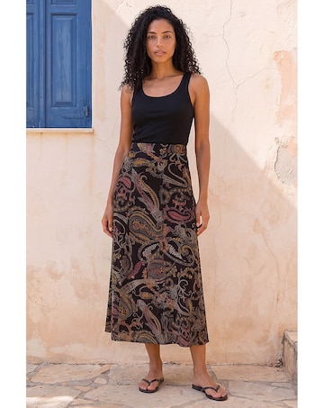 Roman Modern Paisley Midi Stretch Skirt