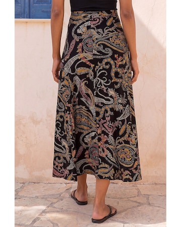 Roman Modern Paisley Midi Stretch Skirt