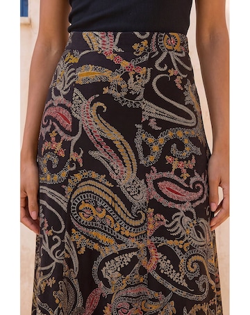 Roman Modern Paisley Midi Stretch Skirt