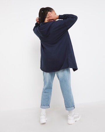 Navy longline zip up hoodie Clearance