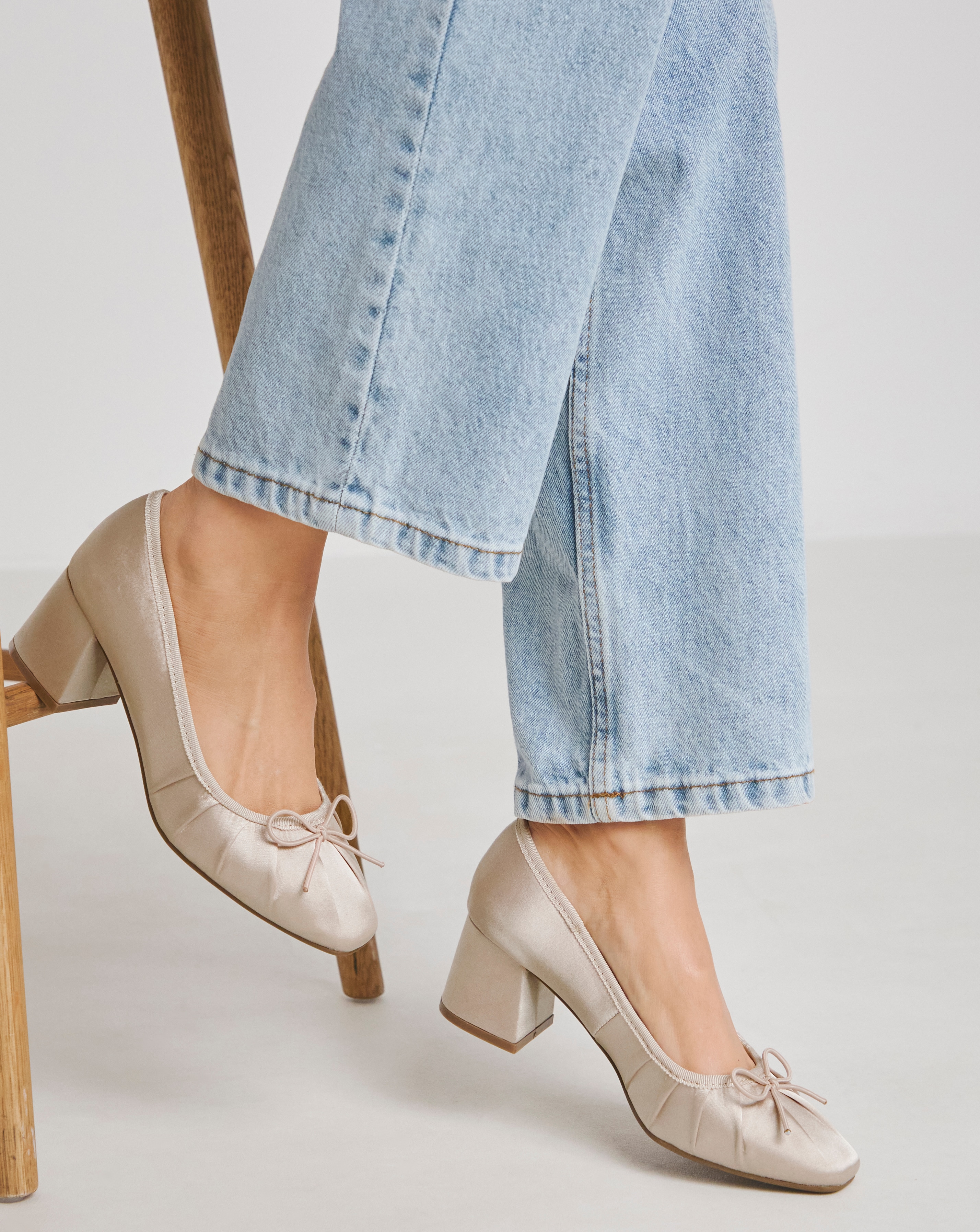 Block Heel Ballerina Shoes Wide