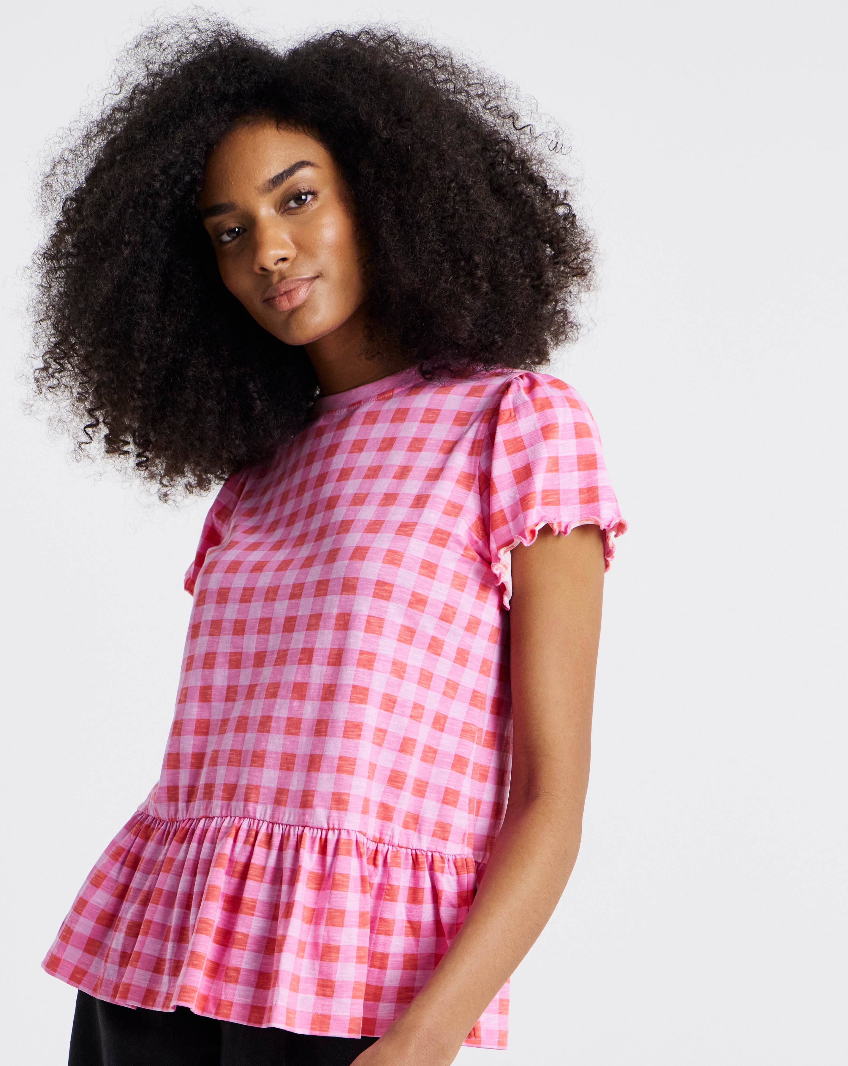 New In - Ruffle Sleeve Peplum Tee