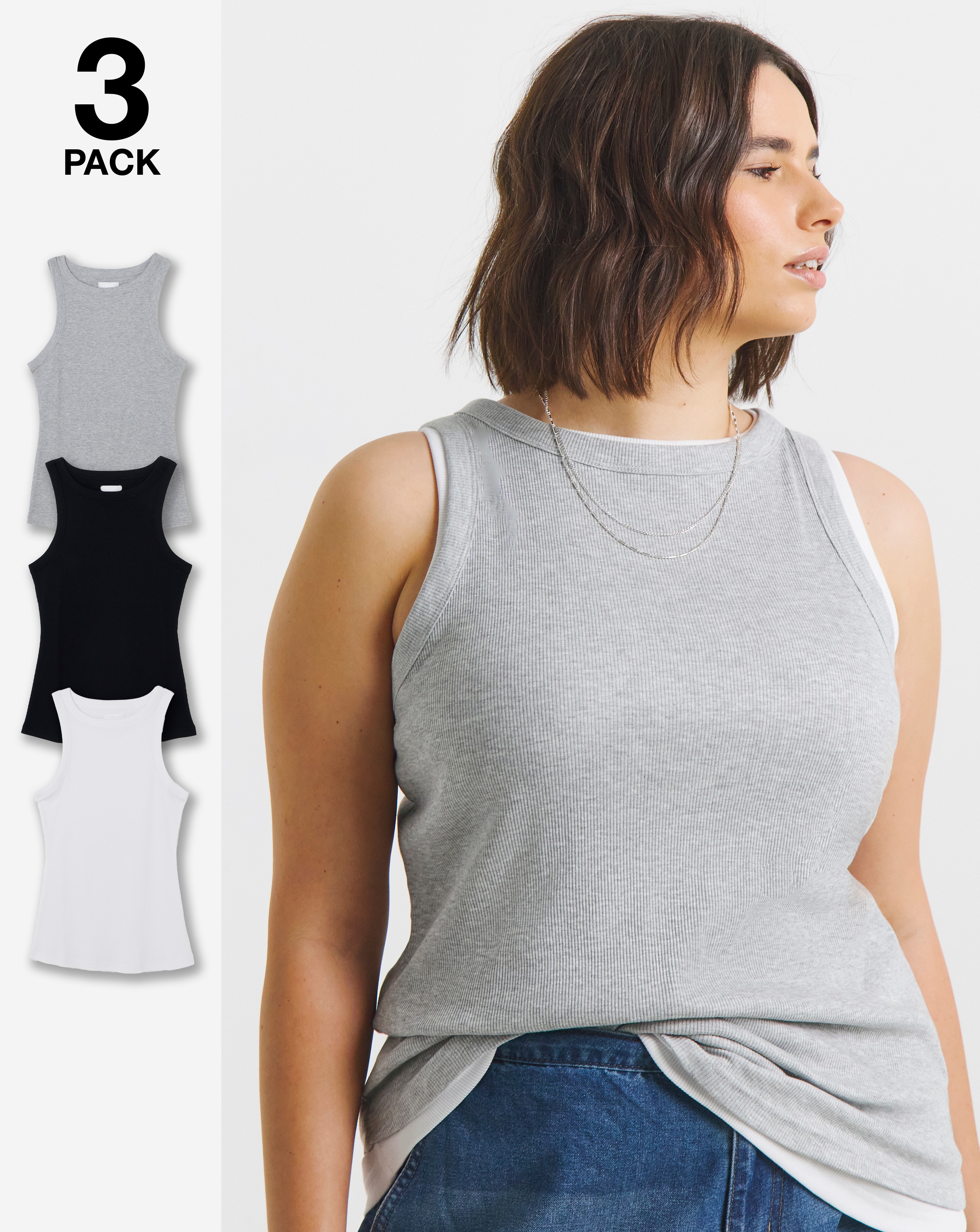 New In - Pack of 3 High Neck Tank Tops