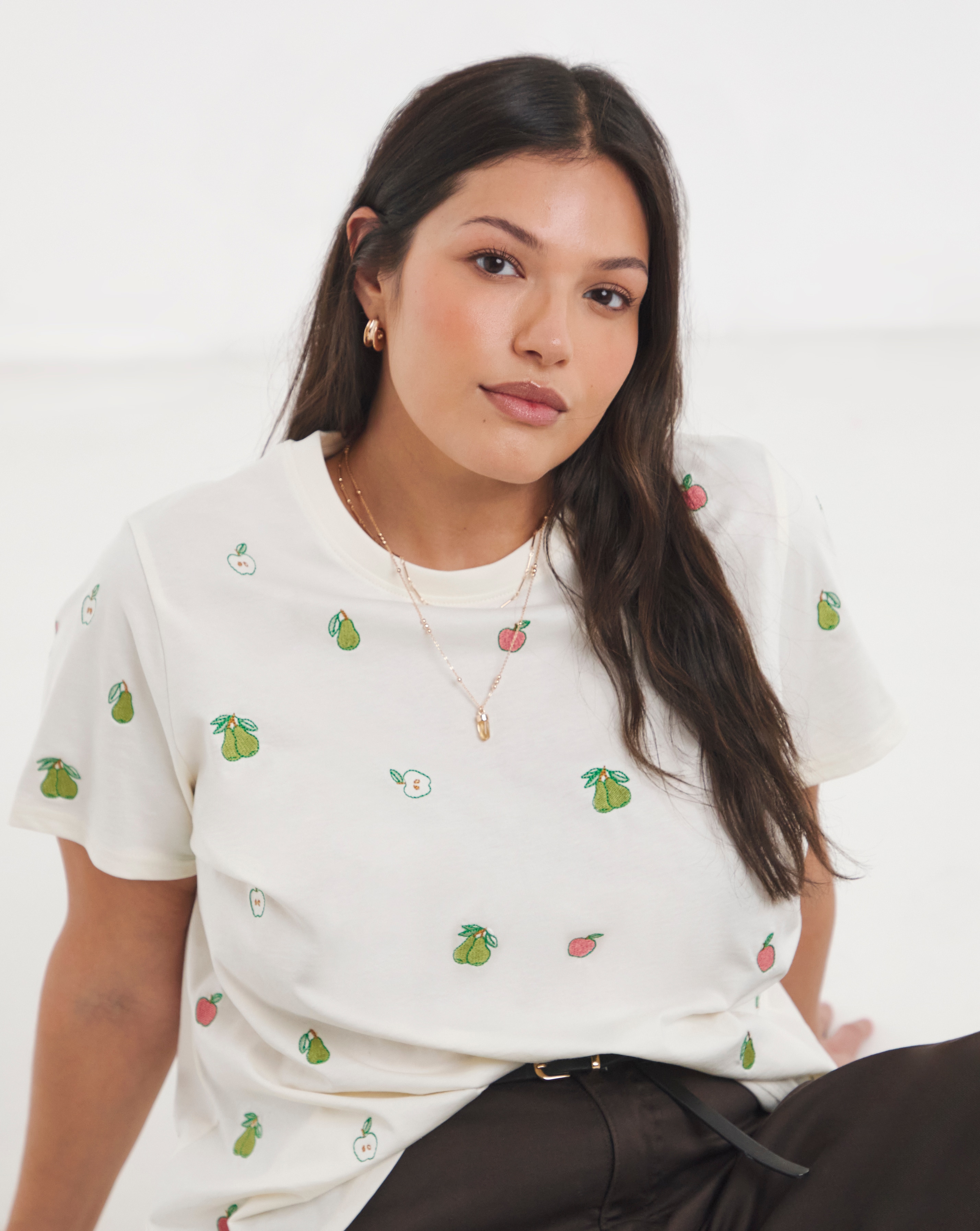 Apples and Pears Embroidered T-Shirt