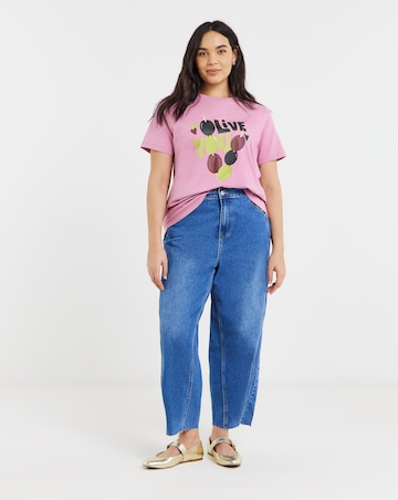 Simply Be Pink Olive You Graphic T-Shirt