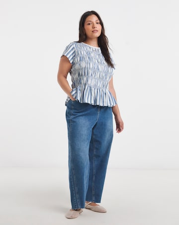 Stripe Shirred Peplum Top