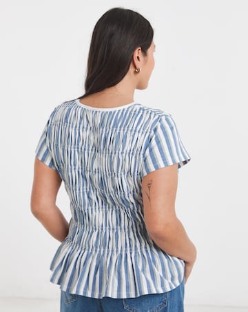 Stripe Shirred Peplum Top