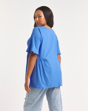 Blue Supersoft V Neck Smock Top | Simply Be