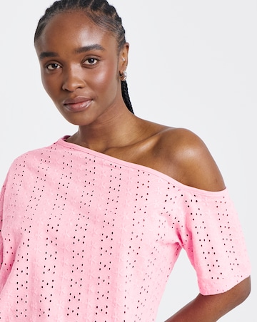 Simply Be Soft Pink Off The Shoulder Broderie Top