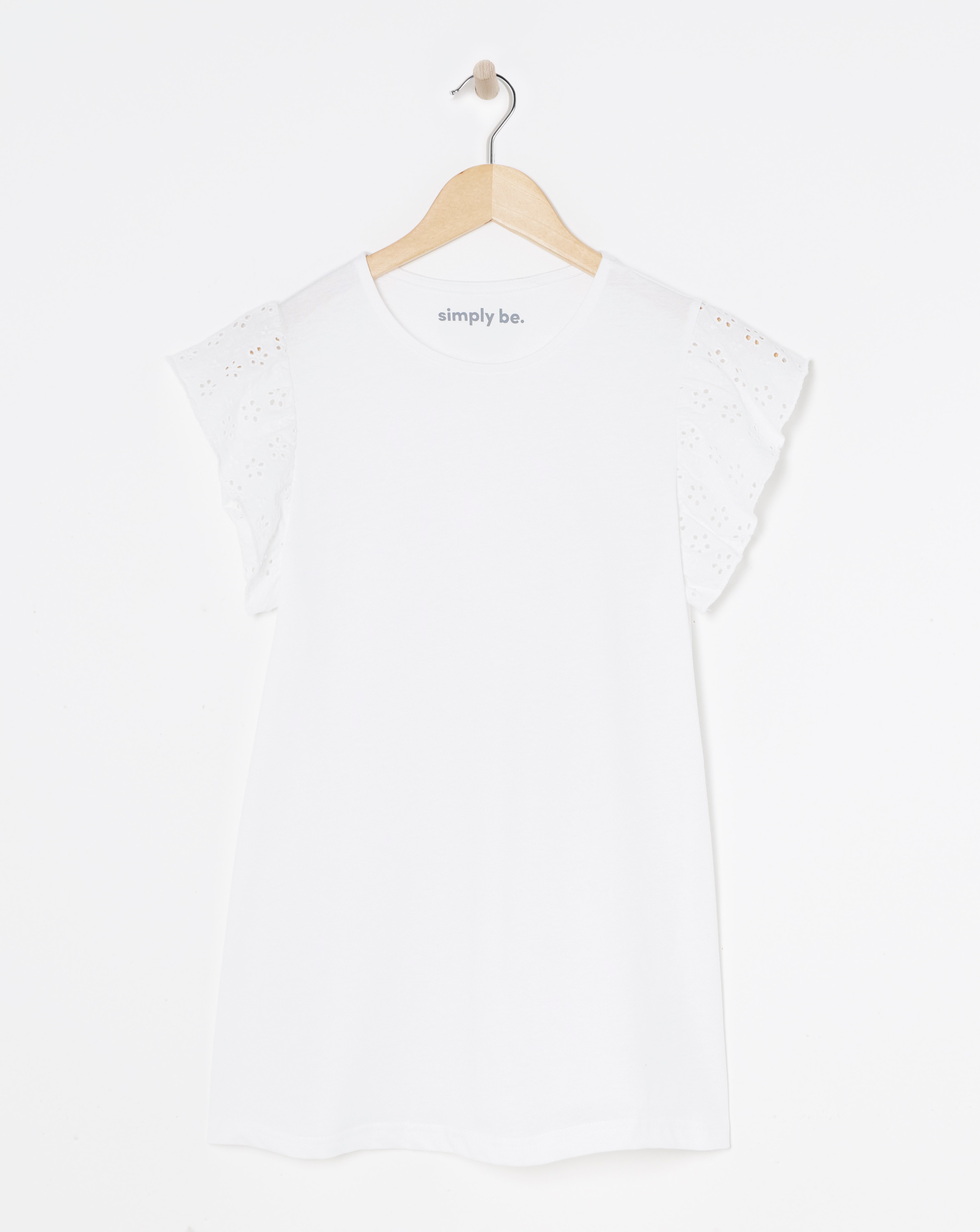 Jersey Broderie Sleeve Vest Top - White - Womens - Size 10 - Simply Be