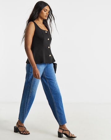 Black Button Through Jersey Waistcoat