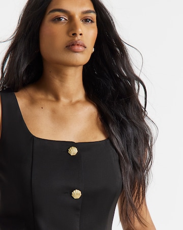 Black Button Through Jersey Waistcoat