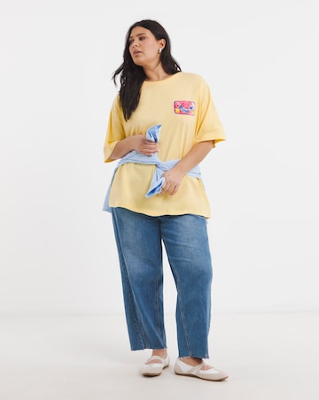 Yellow Frutti Di Mare Back Graphic Oversized T-Shirt