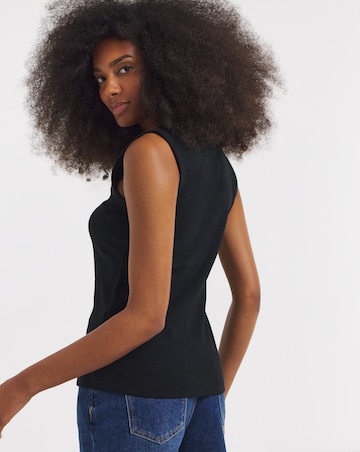 Black Ribbed Button Through Vest
