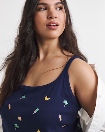 Navy Holiday Embroidered Vest