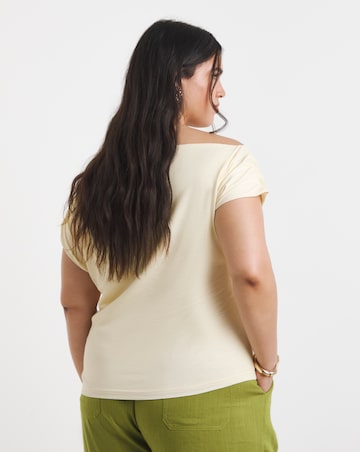 Multi Print Off the Shoulder Mesh Top