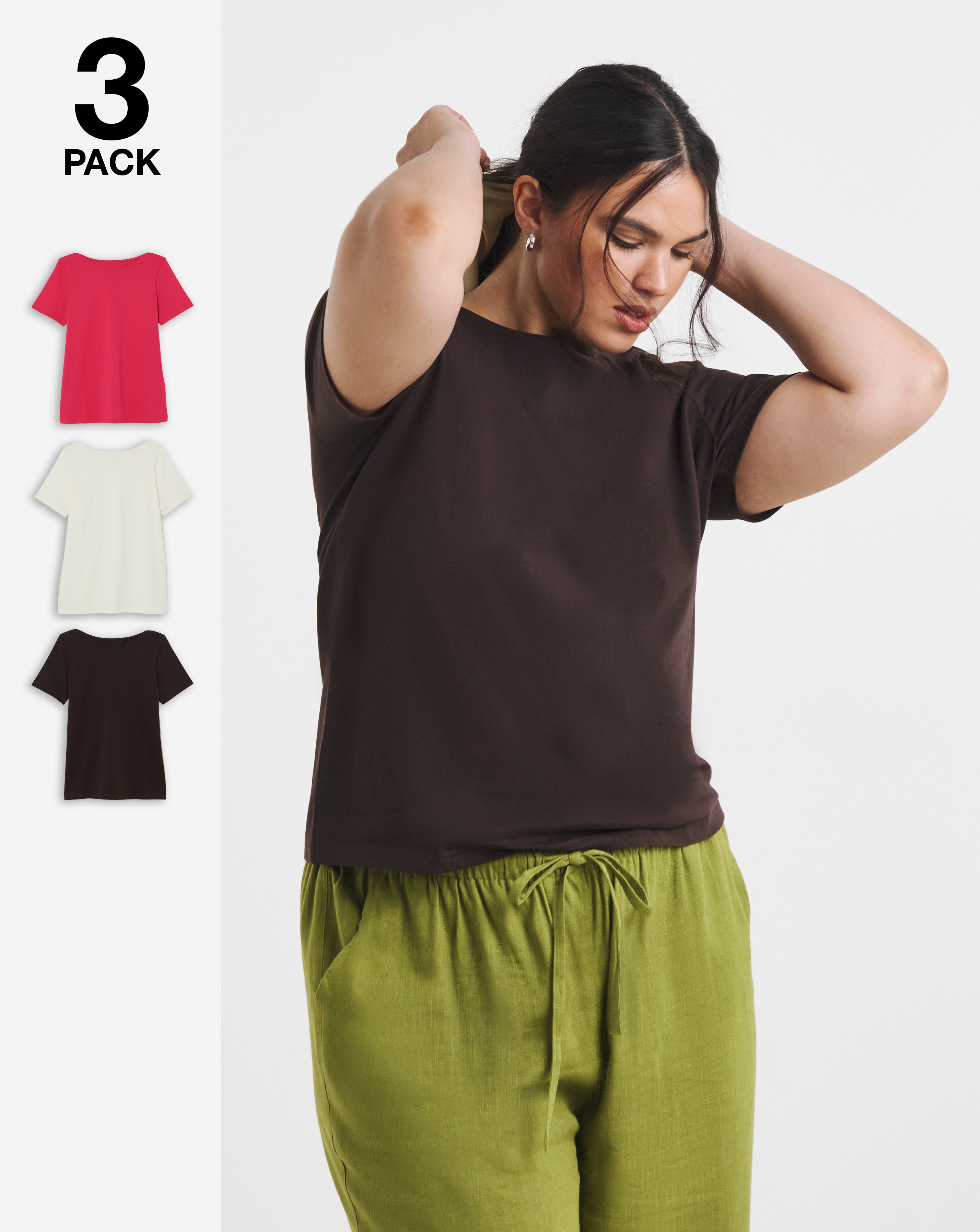 New In - 3 Pack Short Sleeve Slash Necks