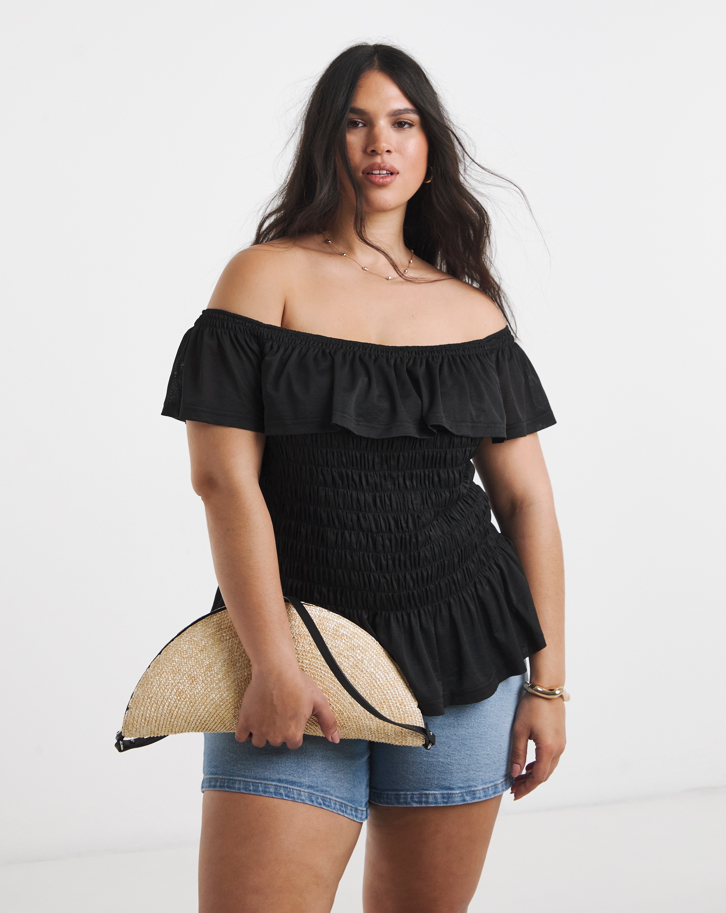 New In - Ruffle Shirred Mesh Top