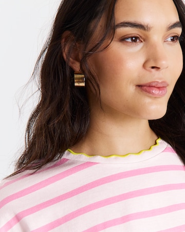 Pink Stripe Scallop T-Shirt