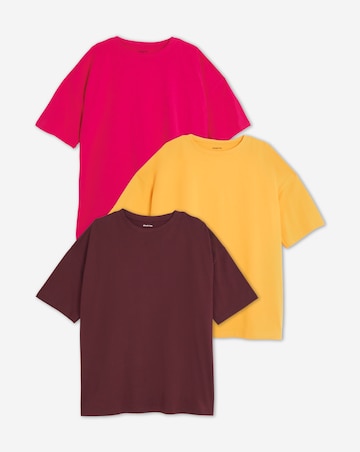 Pink, Burgundy & Yellow 3 Pack Boyfriend T-Shirts