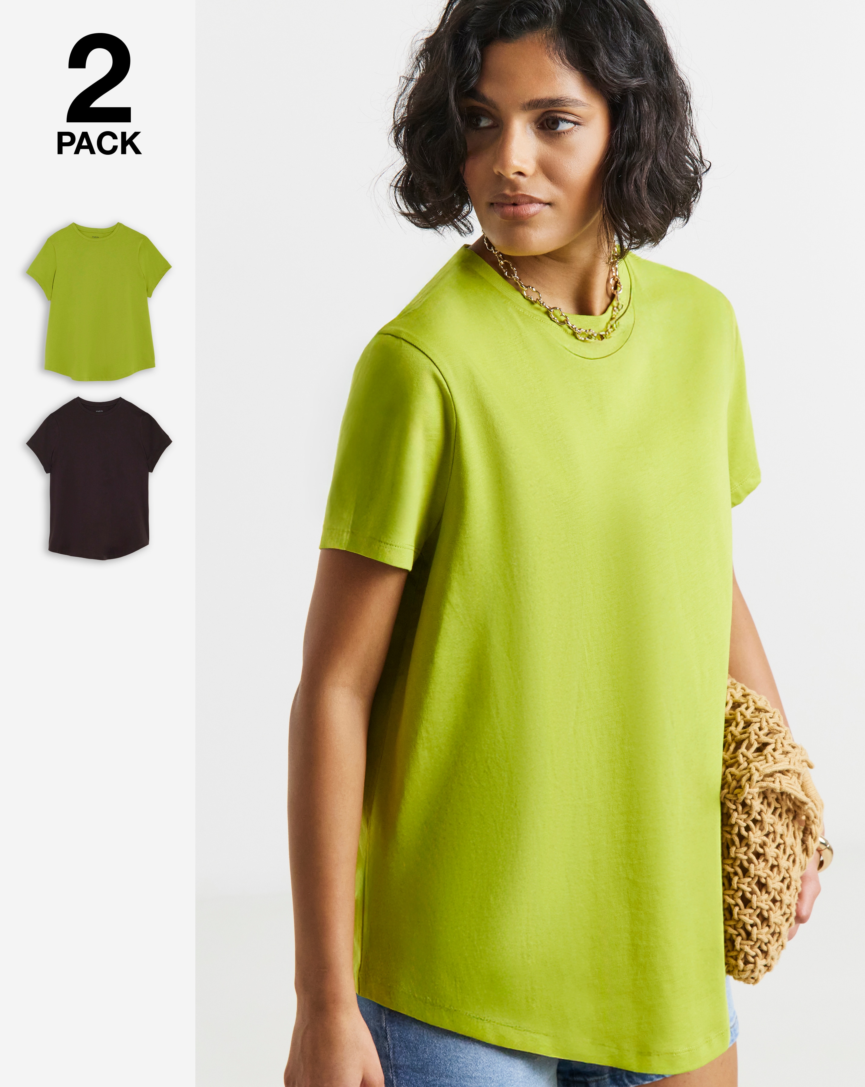 New In - 2 Pack Curved Hem Longline T-Shirts