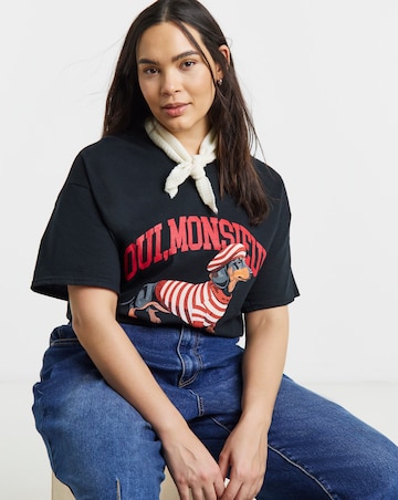 Simply Be Black Dog Graphic Short Sleeve T-Shirt