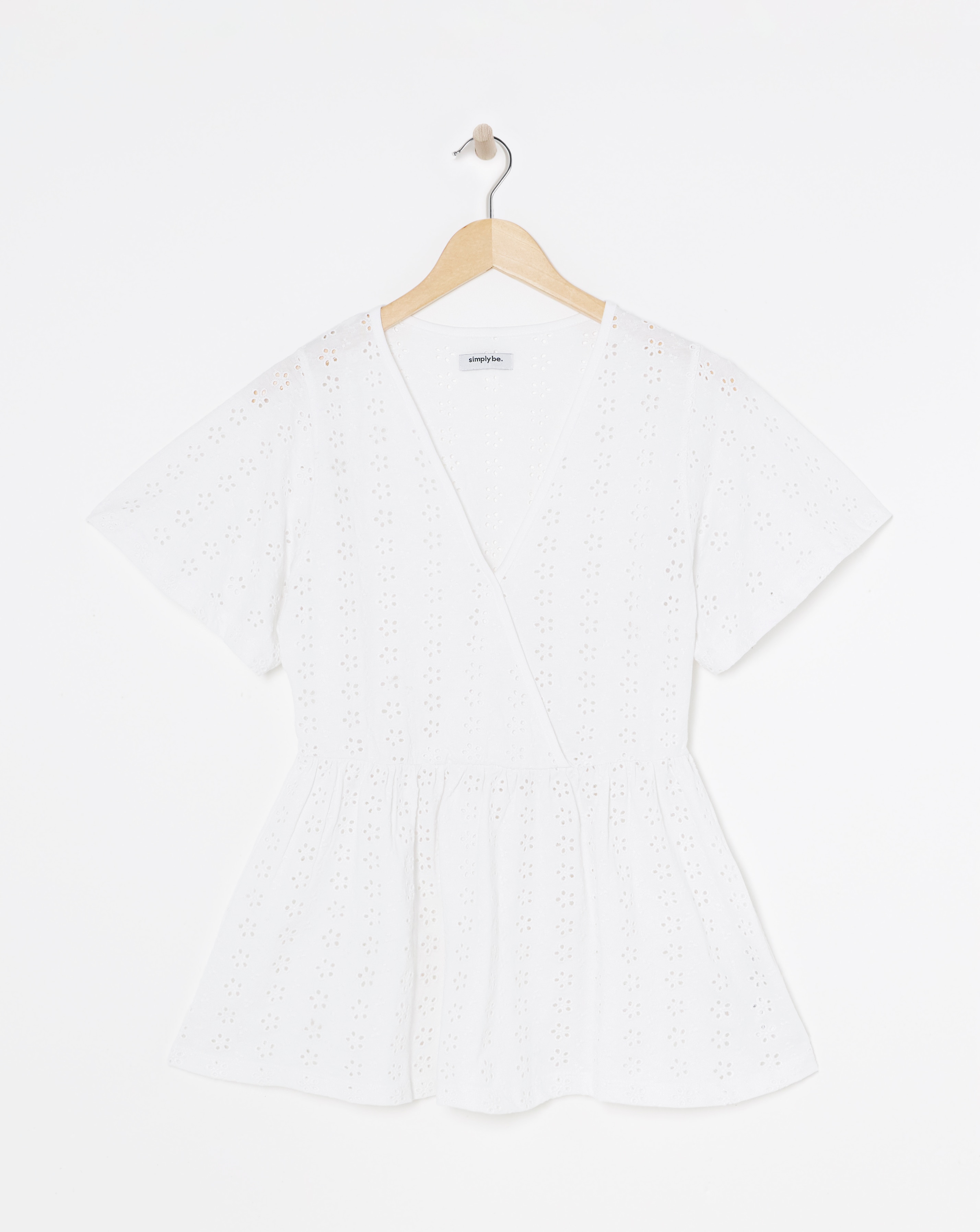 White Jersey Broderie Angel Sleeve Top