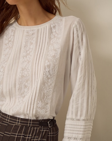 Monsoon Vita Embroidered Pintuck Top