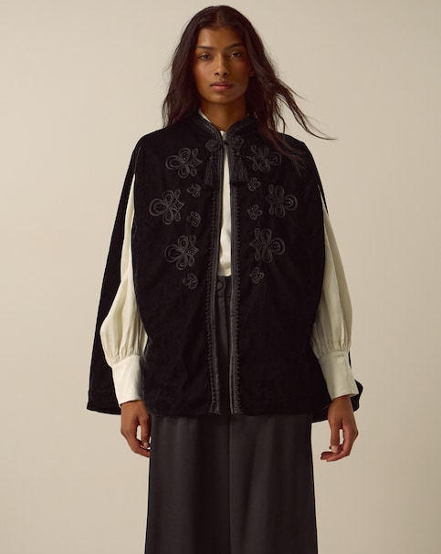 Monsoon Fenya Velvet Cape Coat