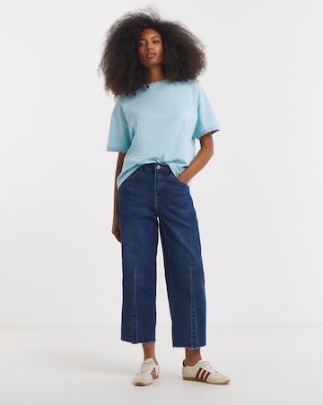 Simply Be Pale Blue Scallop Trim Boxy T-Shirt
