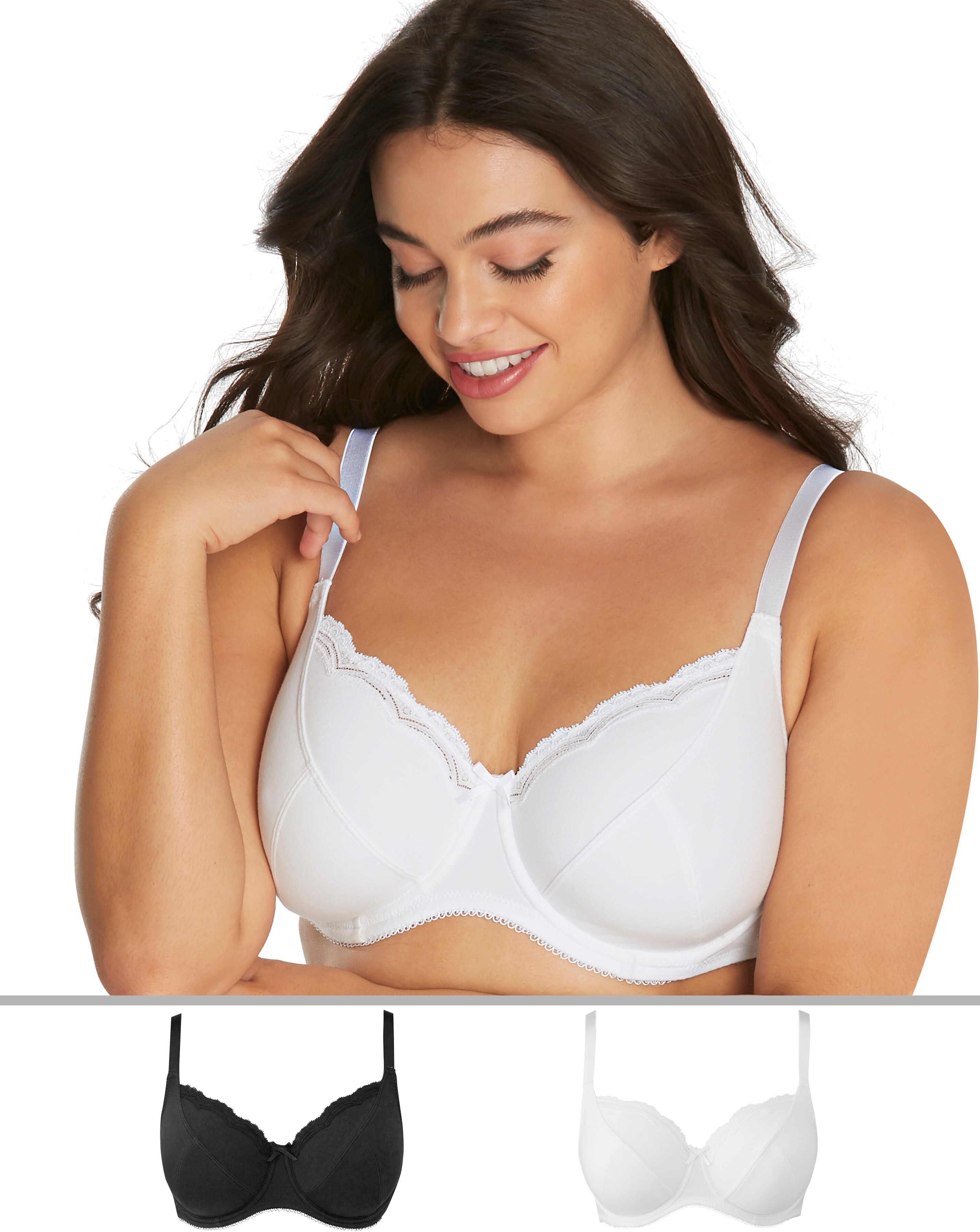 Pretty Secrets Sophie Black 40F-L/Navy 38G U/W Padded Cotton-Rich Full Cup Bra Pretty Secrets Sophie Black 40F-L/Navy 38G U/W Padded Cotton-Rich Full Cup Bra