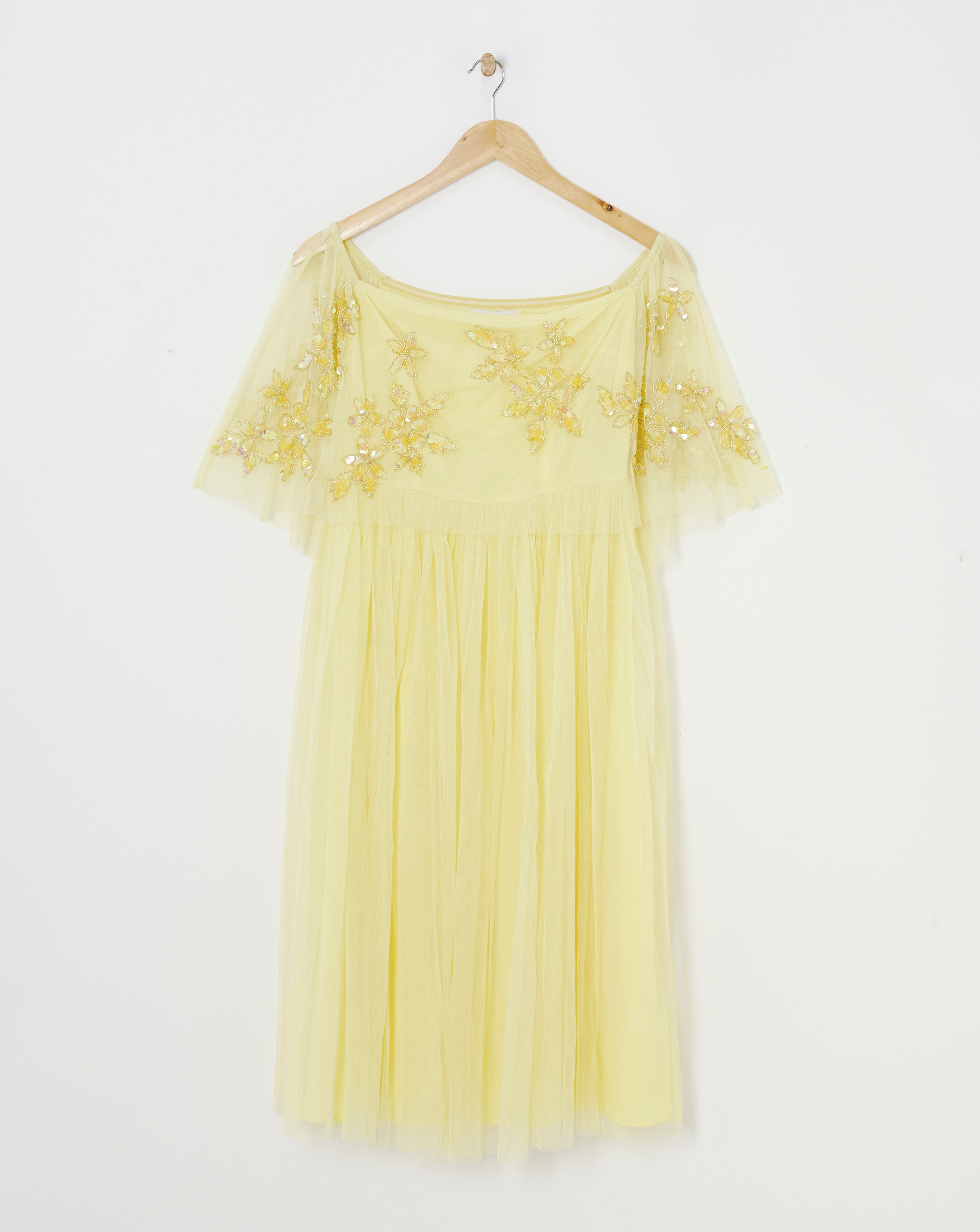 Maya Curve Bardot Embroidered Dress