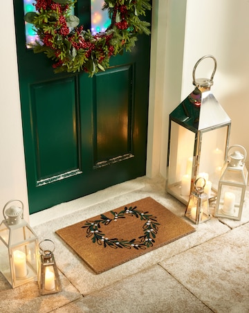 My Mat Printed Coir Christmas Mistletoe Heart Doormat