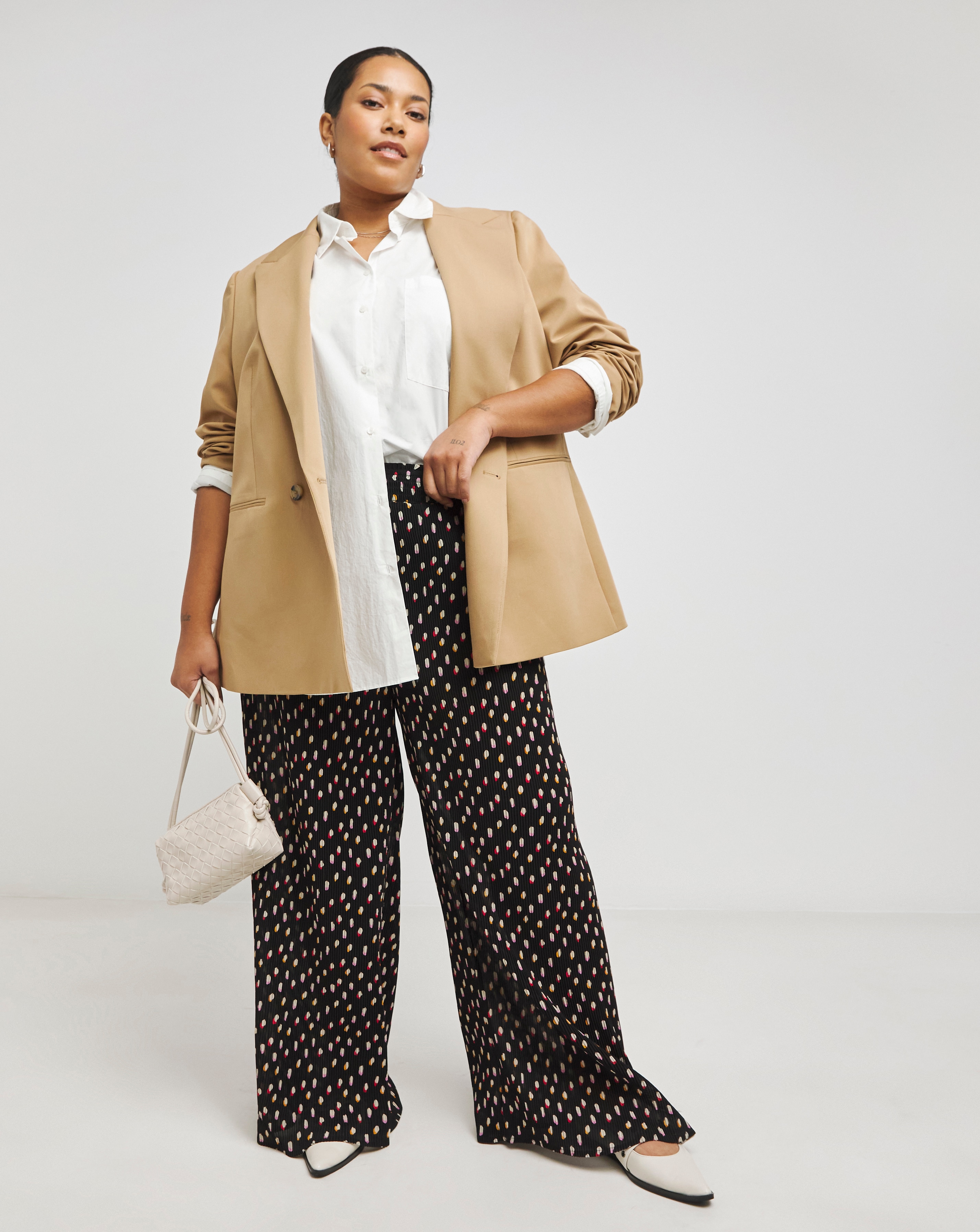 Plisse Wide Leg Trouser