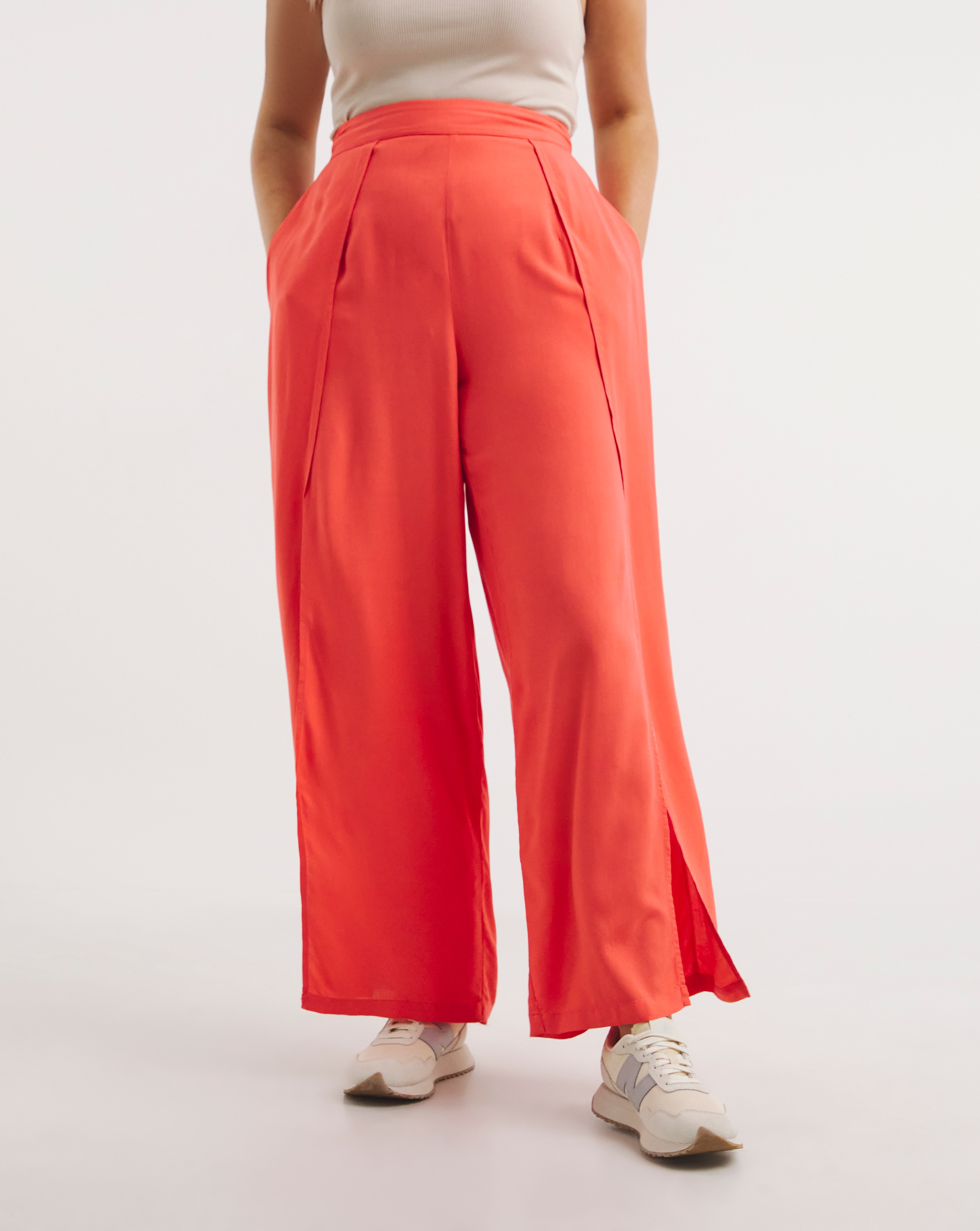 Side split wide deals leg trousers