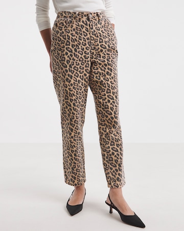 Pure Cotton Leopard Straight Leg Jean